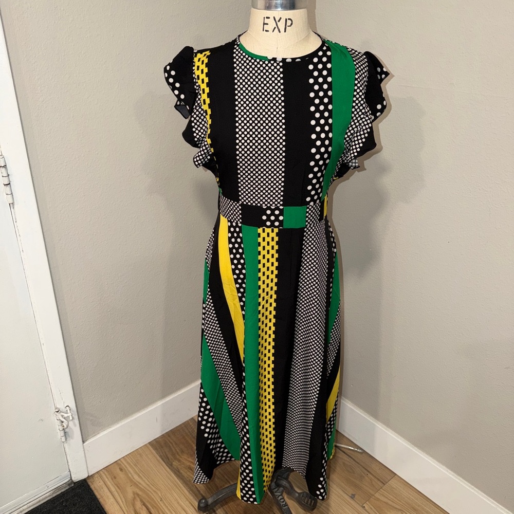 Darling Vintage Polyester Geometric Dress Sz7/8 - Picture 2 of 8